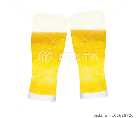 グラスビールで乾杯水彩画 101618726