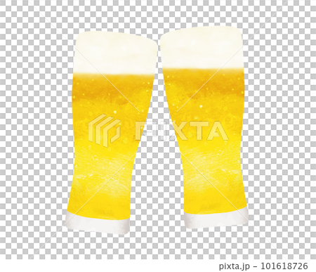 グラスビールで乾杯水彩画 101618726
