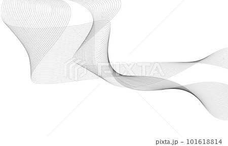 Abstract wave element for design. Digital frequency track equalizer. Stylized line art background. Vector illustration. Wave with lines created using blend tool. Curved wavy line, smooth stripe. 101618814
