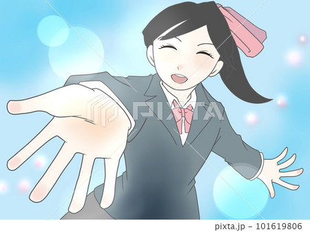 手を差し出す女子高生のイラスト素材(2) 手を差し出す女子高生のイラスト素材(2) 101619806