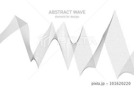 Abstract wave element for design. Digital frequency track equalizer. Stylized line art background. Vector illustration. Wave with lines created using blend tool. Curved wavy line, smooth stripe. 101620220