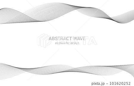 Abstract wave element for design. Digital frequency track equalizer. Stylized line art background. Vector illustration. Wave with lines created using blend tool. Curved wavy line, smooth stripe. 101620252