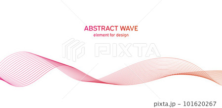 Abstract colorfull wave element for design. Digital frequency track equalizer. Stylized line art background.Vector illustration.Wave with lines created using blend tool.Curved wavy line, smooth stripe 101620267