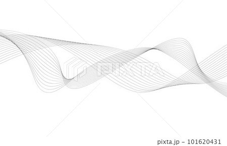 Abstract wave element for design. Digital frequency track equalizer. Stylized line art background. Vector illustration. Wave with lines created using blend tool. Curved wavy line, smooth stripe. 101620431