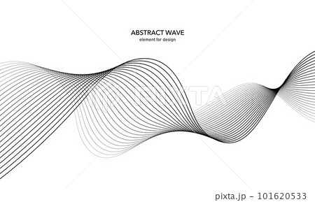 Abstract wave element for design. Digital frequency track equalizer. Stylized line art background. Vector illustration. Wave with lines created using blend tool. Curved wavy line, smooth stripe. 101620533