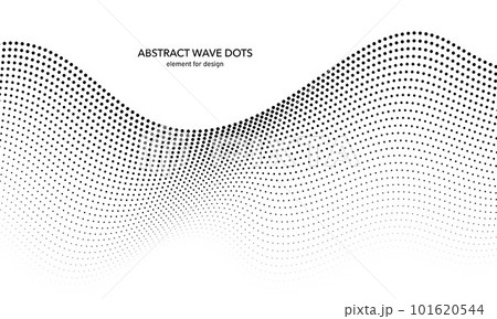 Abstract wave dotted element for design. Stylized line with dot on art background. Waves range with lines dots. Digital frequency track equalizer. Curved smooth wavy string. Vector illustration. Abstract wave dotted element for design. Stylized line with dot on art background. Waves range with lines dots. Digital frequency track equalizer. Curved smooth wavy string. Vector illustration. 101620544