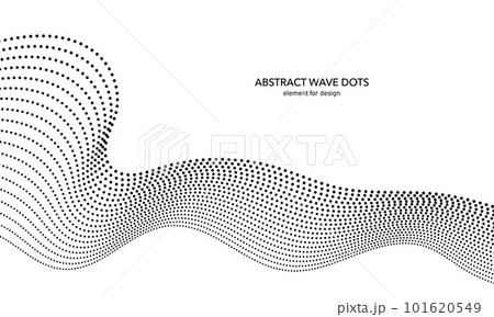 Abstract wave dotted element for design. Stylized line with dot on art background. Waves range with lines dots. Digital frequency track equalizer. Curved smooth wavy string. Vector illustration. Abstract wave dotted element for design. Stylized line with dot on art background. Waves range with lines dots. Digital frequency track equalizer. Curved smooth wavy string. Vector illustration. 101620549