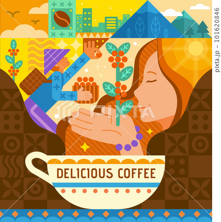 Geometric World coffee day poster Geometric World coffee day poster 101620846