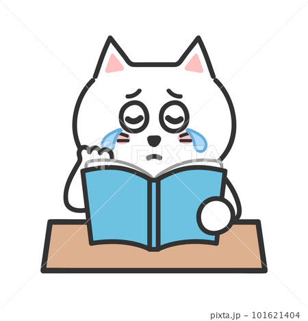 読書をして泣くネコ　イラスト 101621404
