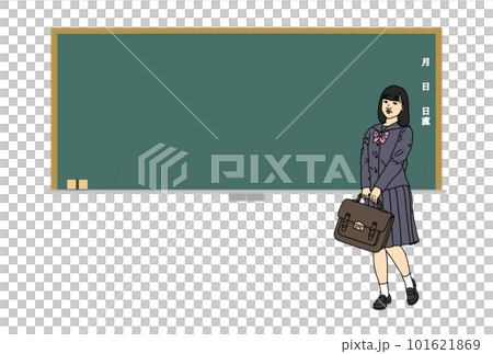 黑板留言卡模板（女高中生）A 101621869