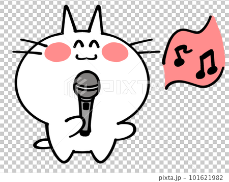 Beautiful voice cat illustration material doing karaoke 101621982
