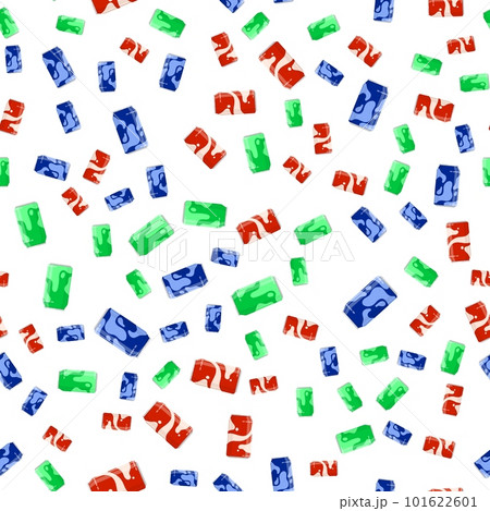 Can for soft drink seamless pattern. Storing cocktails and soda in jar. cold drinks in hot summer weather. Vector ornament for design of posters and printing on fabrics 101622601