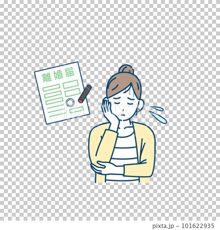 離婚を考える妻のイラスト 離婚を考える妻のイラスト 101622935