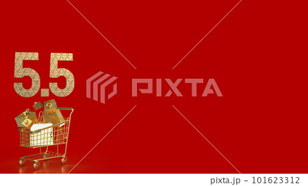The gold number 5.5 on shopping cart for special offer concept 3d rendering The gold number 5.5 on shopping cart for special offer concept 3d rendering 101623312