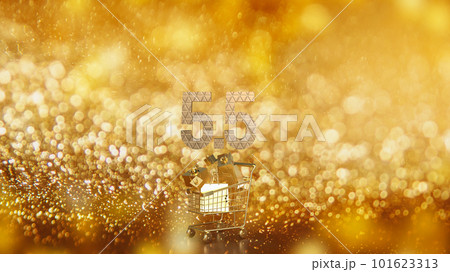 The gold number 5.5 on shopping cart for special offer concept 3d rendering The gold number 5.5 on shopping cart for special offer concept 3d rendering 101623313