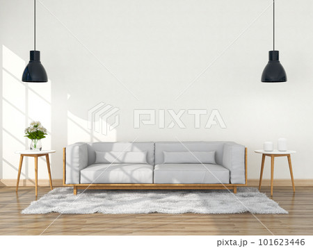 Living room interior in modern style, 3d render with sofa and decorations. 101623446