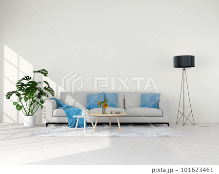 Living room interior in modern style, 3d render with sofa and decorations. 101623461