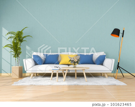 Living room interior in modern style, 3d render with sofa and decorations. 101623465