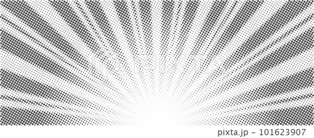 Sun rays halftone background. White and grey radial abstract comic pattern. Vector explosion abstract lines backdrop 101623907