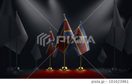 The Swaziland national flag on the red carpet 101623961