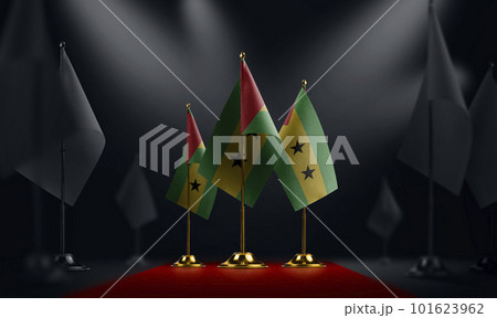 The Sao Tome and Principe national flag on the red carpet The Sao Tome and Principe national flag on the red carpet 101623962