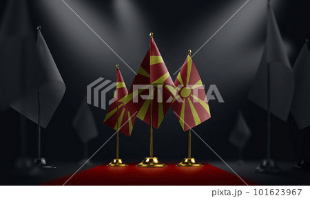 The Macedonia national flag on the red carpet 101623967