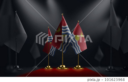 The Kiribati national flag on the red carpet 101623968