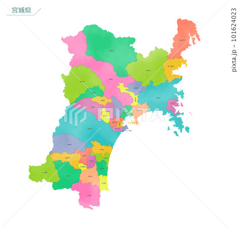 水彩風の地図 宮城県 水彩風の地図 宮城県 101624023