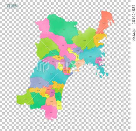 水彩風の地図 宮城県 水彩風の地図 宮城県 101624023