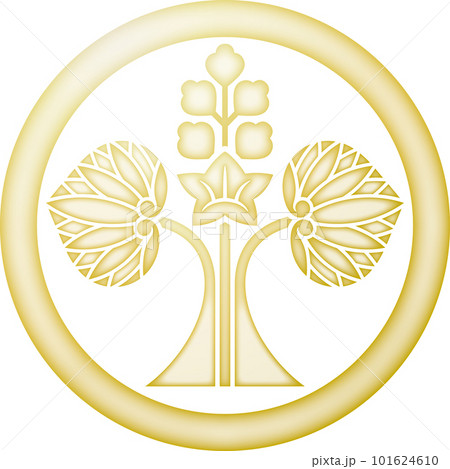 家紋　丸に変り花立ち葵【金色】 101624610