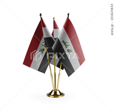 Small national flags of the Iraq on a white background 101624634