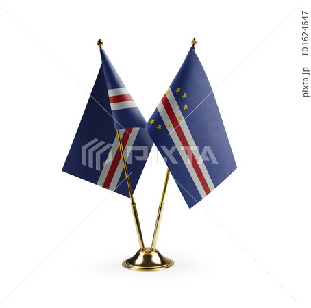 Small national flags of the Cape Verde on a white background 101624647