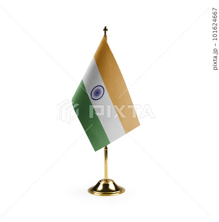 Small national flag of the India on a white background 101624667