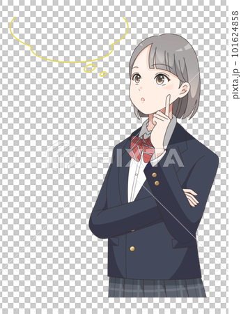 Illustration with a speech bubble of a female student thinking Illustration with a speech bubble of a female student thinking 101624858