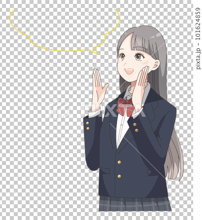 用一個支持和指導的女學生的講話泡泡來說明 101624859