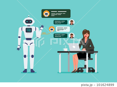 Business woman is chatting with chatbot 101624899