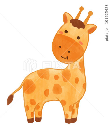 Giraffe . Watercolor paint design . Cute animal cartoon character . Standing position . Vector . 101625428