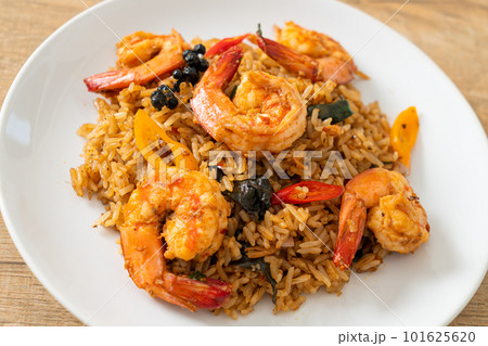 shrimps fried rice with herbs and spices shrimps fried rice with herbs and spices 101625620