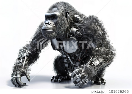 Image of a gorilla modified into a robot on aのイラスト素材