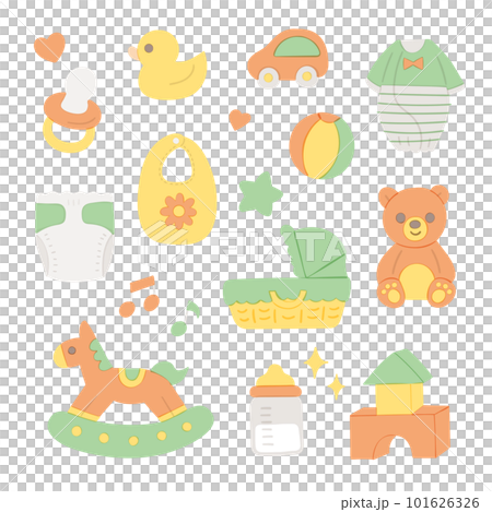 Hand-drawn vector illustration of cute baby goods / pastel colors Hand-drawn vector illustration of cute baby goods / pastel colors 101626326