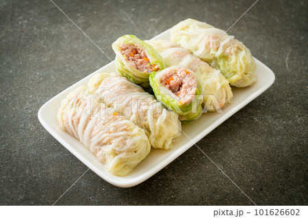 Minced Pork Wrapped in Chinese Cabbage or Steamed Cabbage Stuff Mince Pork Minced Pork Wrapped in Chinese Cabbage or Steamed Cabbage Stuff Mince Pork 101626602