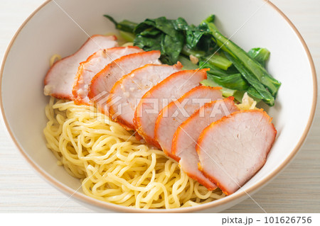 Barbecue Red Pork Noodles with Soup 101626756