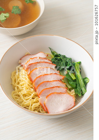 Barbecue Red Pork Noodles with Soup Barbecue Red Pork Noodles with Soup 101626757