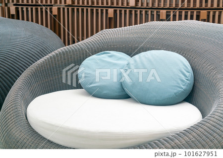 pillows decoration on outdoor patio sofa 101627951