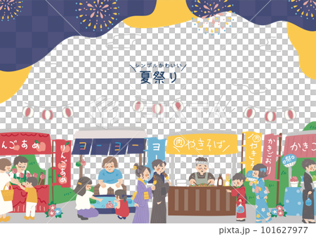 Illustration of a festival stall full of people 101627977