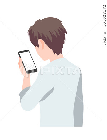 スマホを操作している男性の後ろ姿 スマホを操作している男性の後ろ姿 101628172