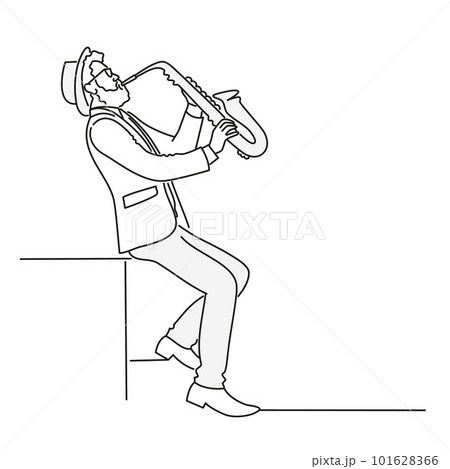 Saxophonist in hat. Saxophonist in hat. 101628366