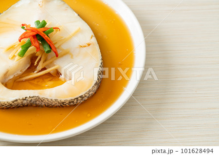 Steamed Cod Fish with Soy Sauce 101628494