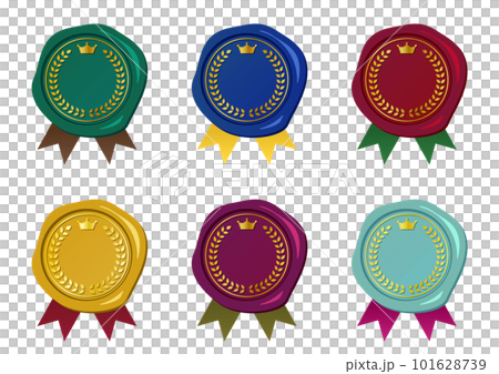 帶月桂花環和皇冠的彩色印章及短絲帶零件組 帶月桂花環和皇冠的彩色印章及短絲帶零件組 101628739