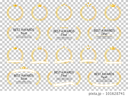 皇冠和月桂花環、星級/獎勵圖標部件、絲帶套裝 皇冠和月桂花環、星級/獎勵圖標部件、絲帶套裝 101628741